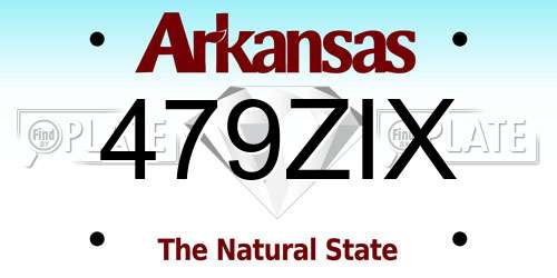 479ZIX Arkansas License Plate