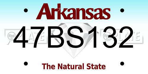 47BS132 Arkansas License Plate
