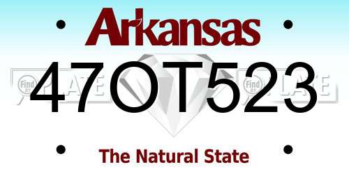 47OT523 Arkansas License Plate