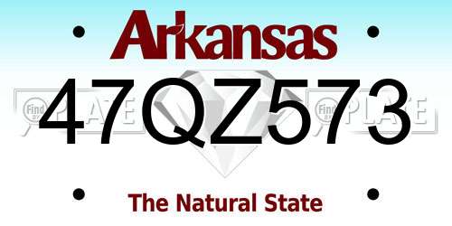 47QZ573 Arkansas License Plate