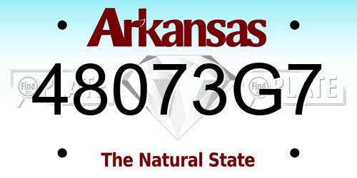 48073G7 Arkansas License Plate