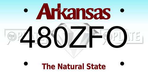 480ZFO Arkansas License Plate