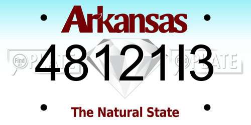 48121I3 Arkansas License Plate