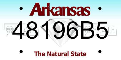 48196B5 Arkansas License Plate