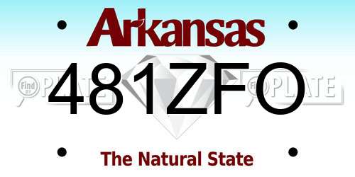 481ZFO Arkansas License Plate