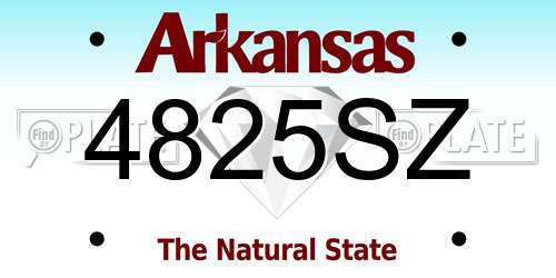 4825SZ Arkansas License Plate