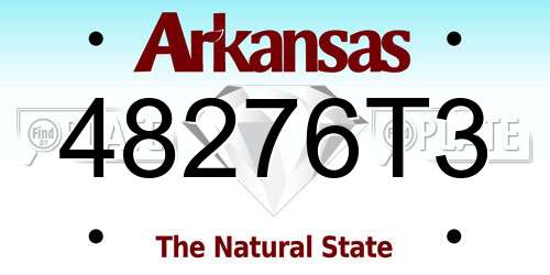 48276T3 Arkansas License Plate