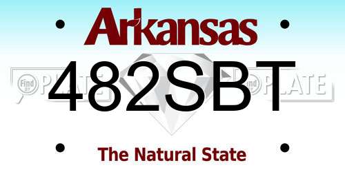 482SBT Arkansas License Plate