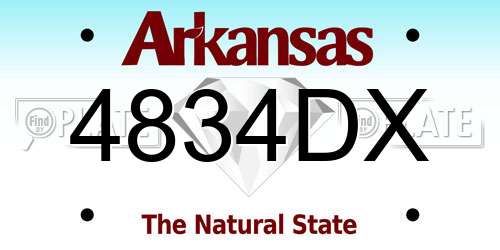 4834DX Arkansas License Plate