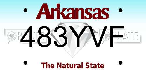 483YVF Arkansas License Plate