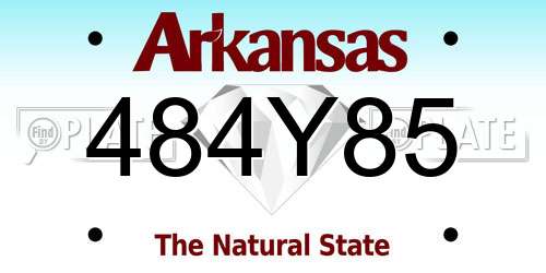 484Y85 Arkansas License Plate