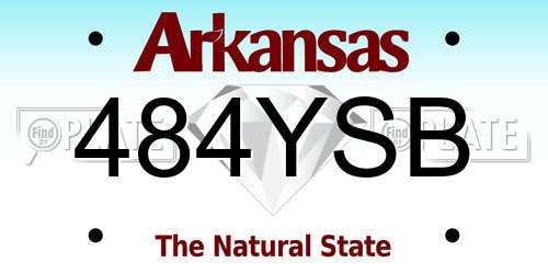 484YSB Arkansas License Plate