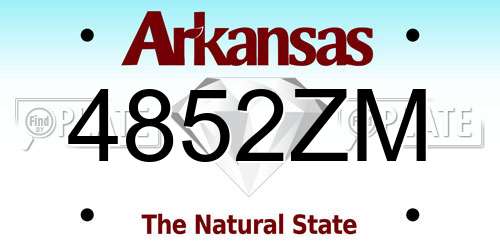 4852ZM Arkansas License Plate