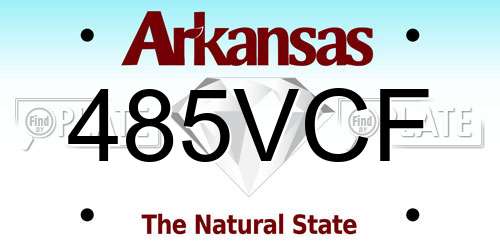 485VCF Arkansas License Plate