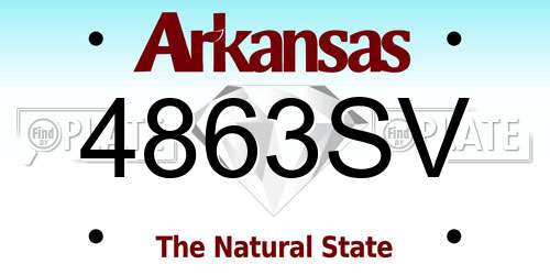 4863SV Arkansas License Plate
