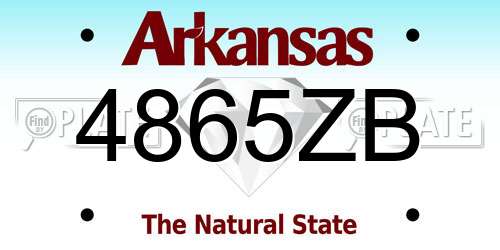 4865ZB Arkansas License Plate