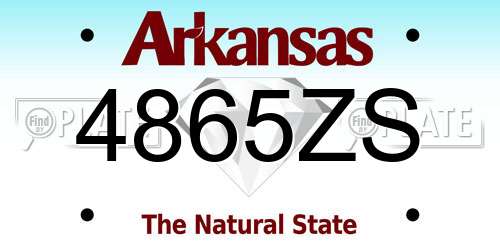 4865ZS Arkansas License Plate