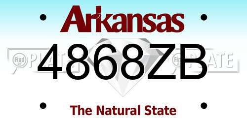 4868ZB Arkansas License Plate