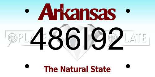 486I92 Arkansas License Plate