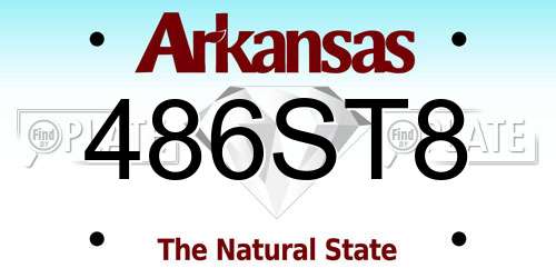 486ST8 Arkansas License Plate