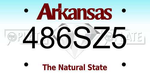 486SZ5 Arkansas License Plate
