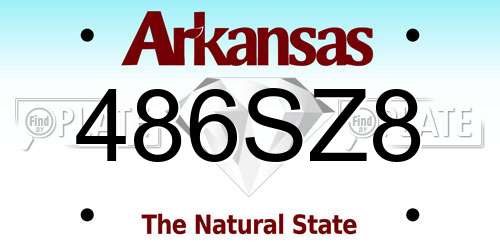 486SZ8 Arkansas License Plate