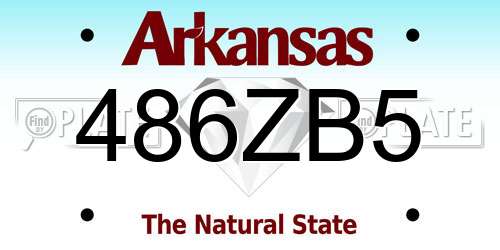486ZB5 Arkansas License Plate