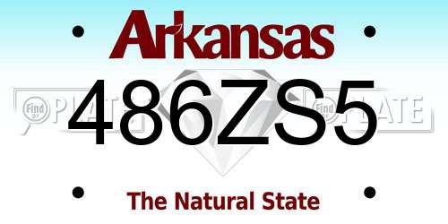 486ZS5 Arkansas License Plate