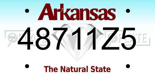 48711Z5 Arkansas License Plate