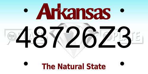 48726Z3 Arkansas License Plate