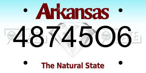 48745O6 Arkansas License Plate