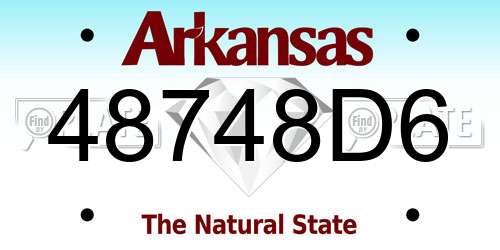 48748D6 Arkansas License Plate