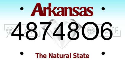 48748O6 Arkansas License Plate