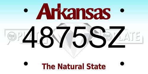 4875SZ Arkansas License Plate