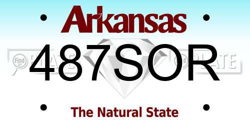 487SOR Arkansas License Plate