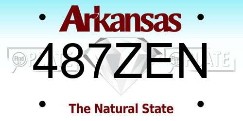 487ZEN Arkansas License Plate