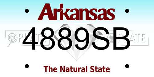 4889SB Arkansas License Plate