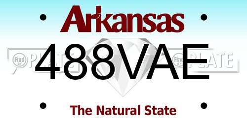 488VAE Arkansas License Plate
