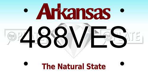 488VES Arkansas License Plate