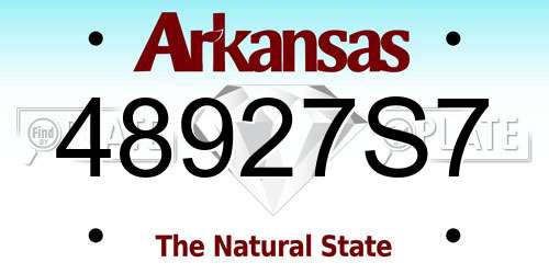 48927S7 Arkansas License Plate