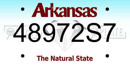 48972S7 Arkansas License Plate