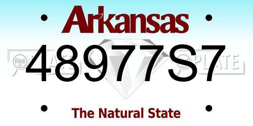 48977S7 Arkansas License Plate