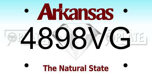 4898VG Arkansas License Plate