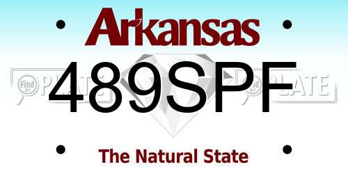 489SPF Arkansas License Plate