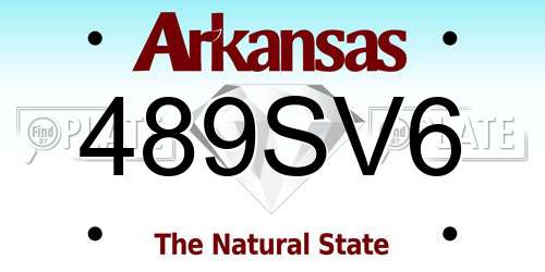 489SV6 Arkansas License Plate