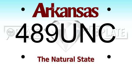 489UNC Arkansas License Plate