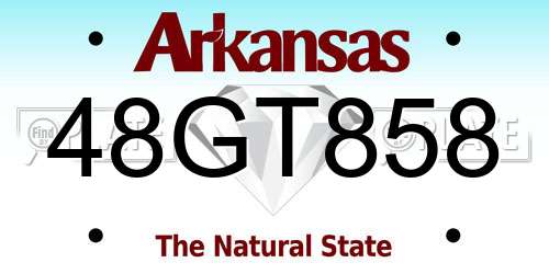 48GT858 Arkansas License Plate
