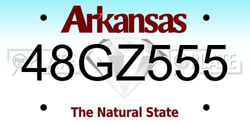48GZ555 Arkansas License Plate