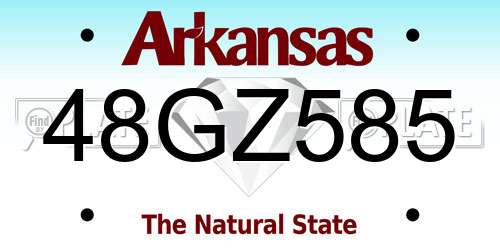 48GZ585 Arkansas License Plate