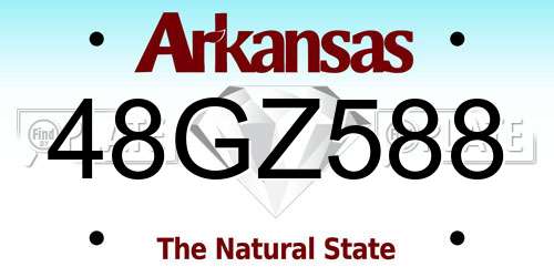 48GZ588 Arkansas License Plate